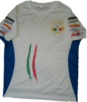 T-Shirt Nazionale bianca con costine azzurre