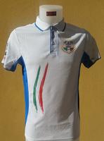 Polo Bianca con costine azzurre