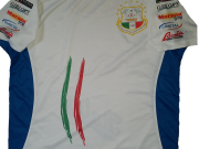 T-Shirt Bianca con costine Azzurre